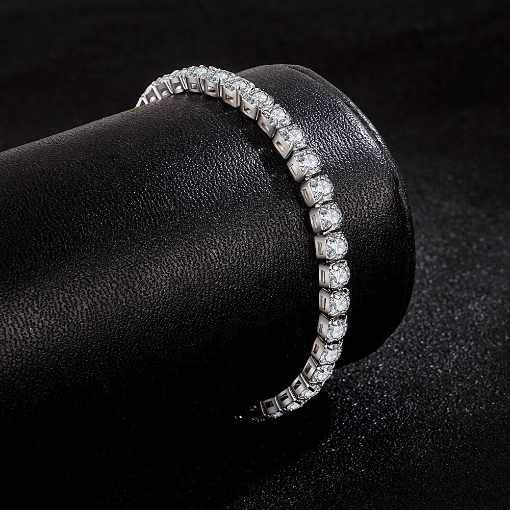 Lihong S925 Sterling Silver Tennis Bracelet 4mm Zirconia Women Wedding Jewelry