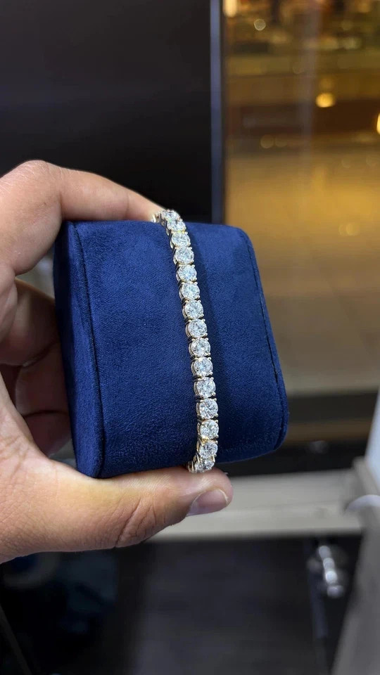 20Ct Round Cut Lab Created Diamond Tennis Bracelet 14K White Gold Plated Silver