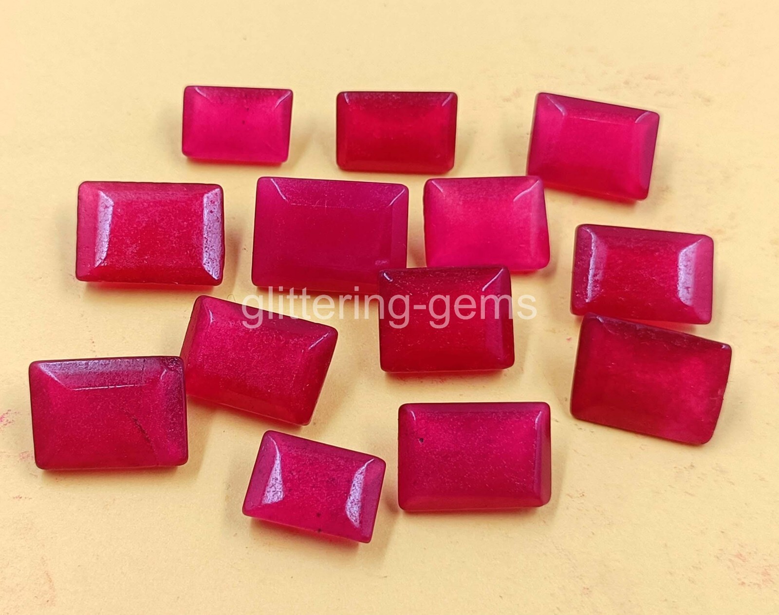 DYED 120 Ct Natural Pink Ruby Lot Emerald Cut Certified IGL Loose Gemstone 5MSZ