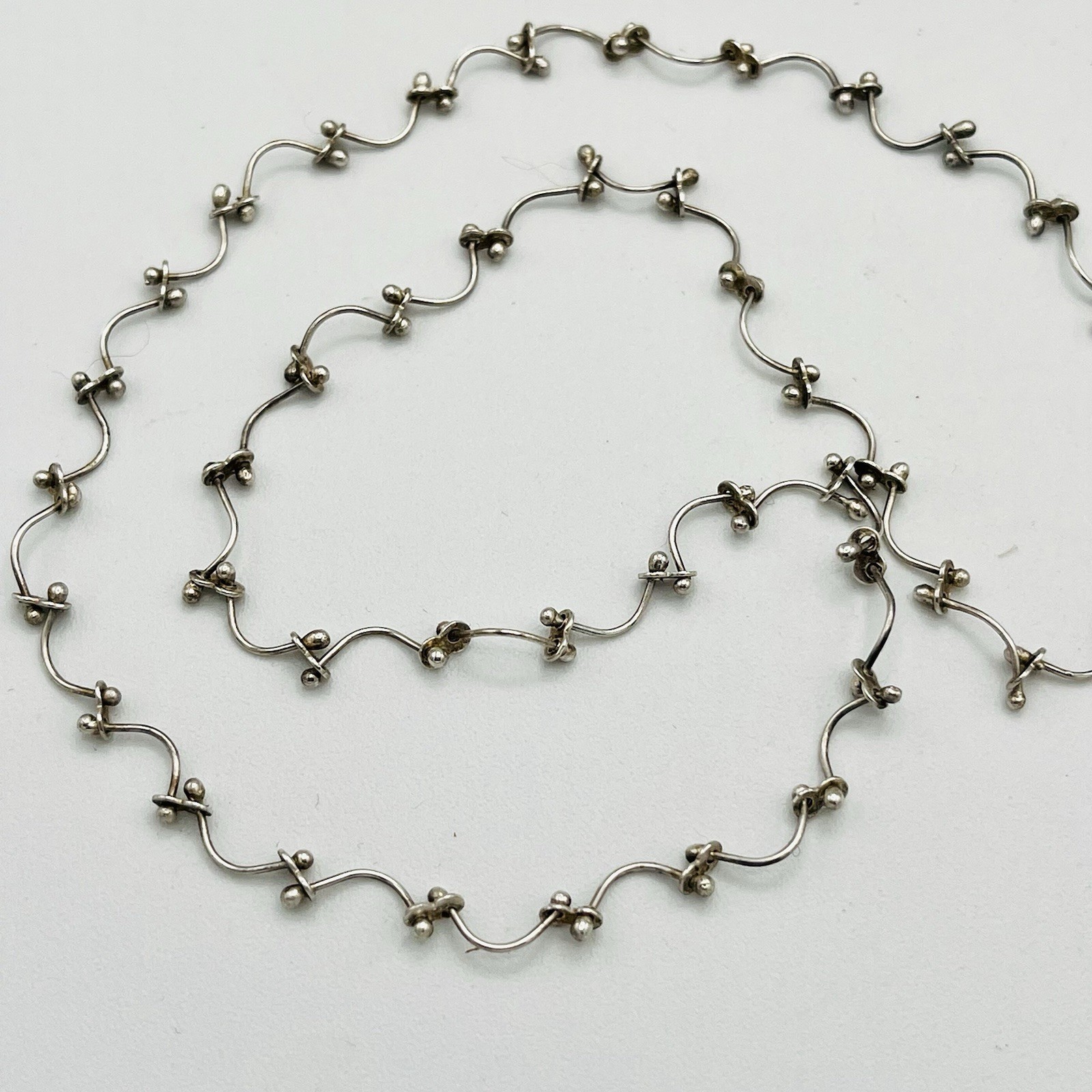 Vintage RK Sterling Silver 925 Bead Bar Vine Link DNA Necklace & Bracelet