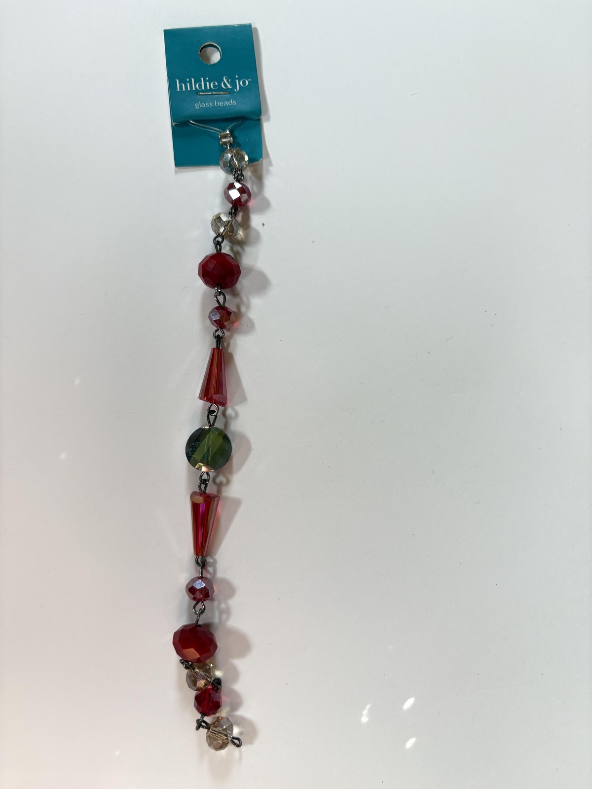 hildie & jo Glass Beads Strand Red Mixed Shapes Faceted Jewelry Making DIY Craft