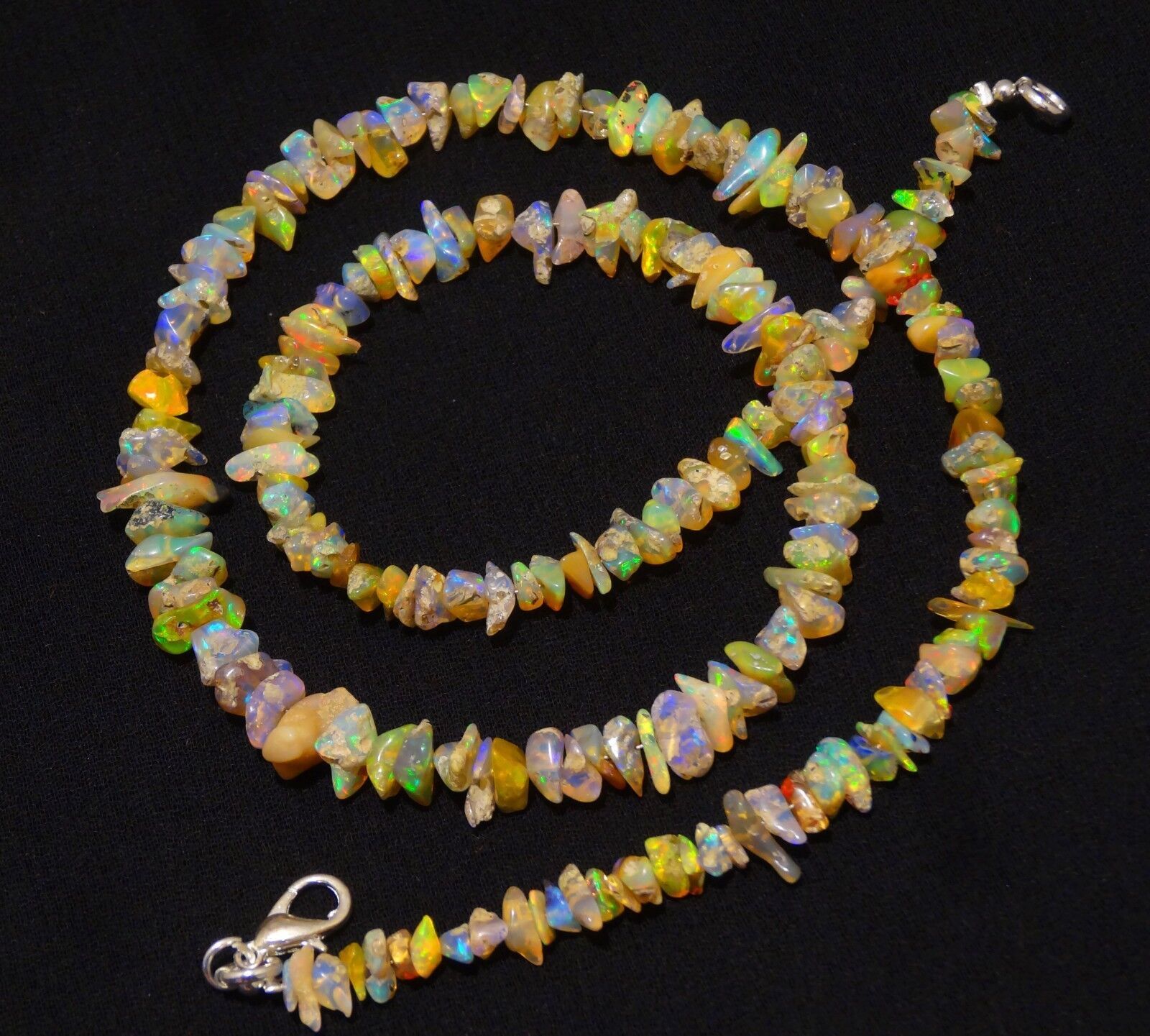 Natural Gem Ethiopian Welo Opal 5 to 8MM Approx. Uncut Beads Necklace 20″