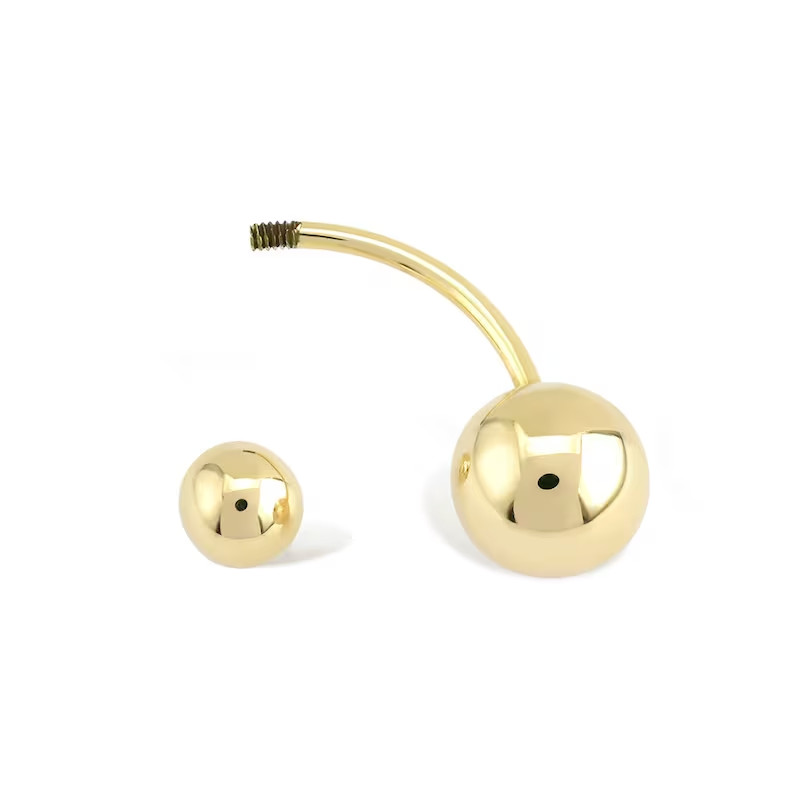 14K Yellow Gold FN Belly Button Ring Navel Piercing Body Piercing Body Jewelry