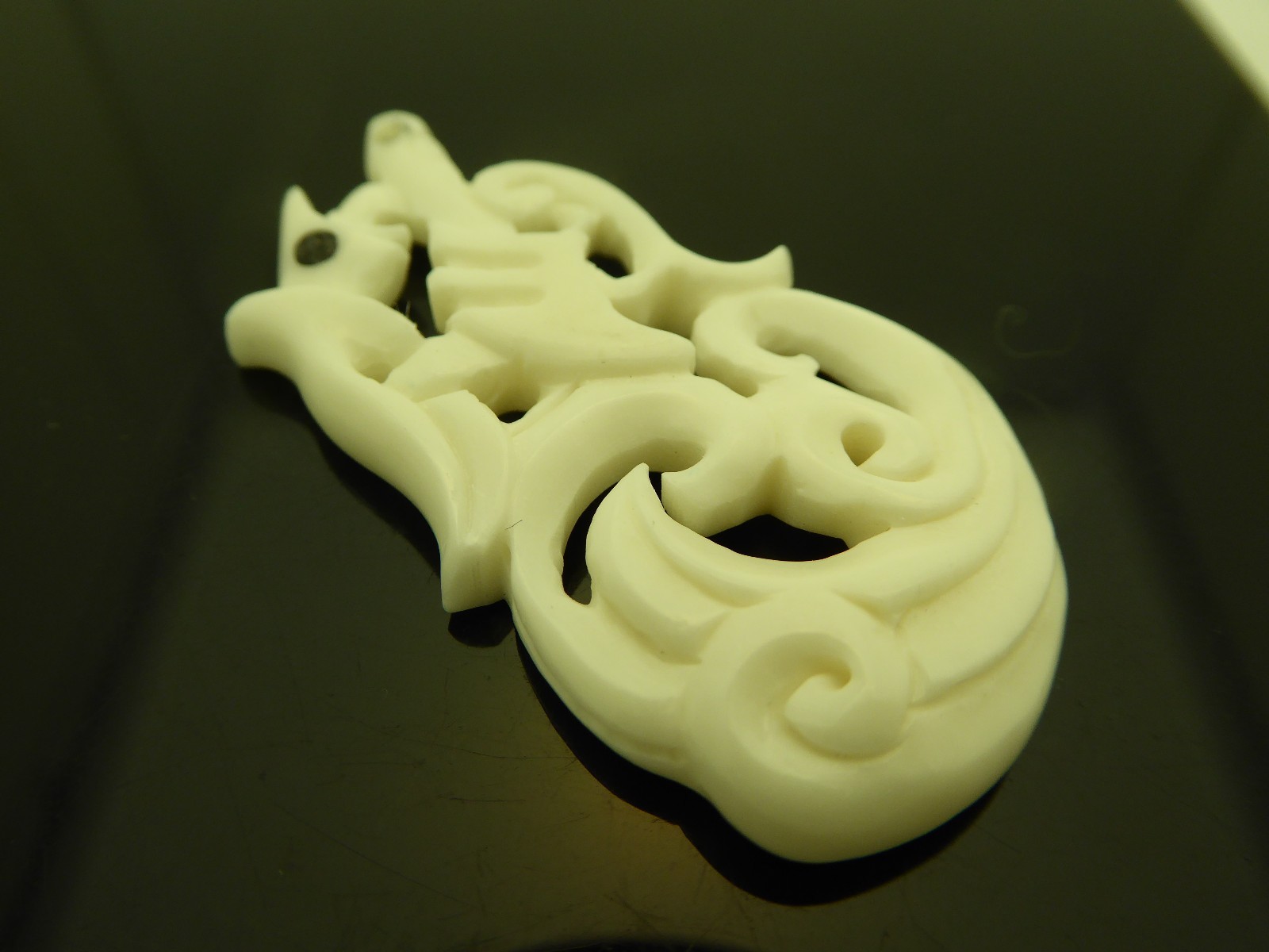 Maori Style Hand Carved Manaia Guardian Handmade Water Buffalo Bone Pendant