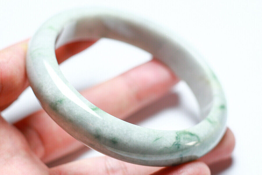 Video Certified Green Natural A JADE Jadeite Circle Bangle Bracelet 61 mm 405812