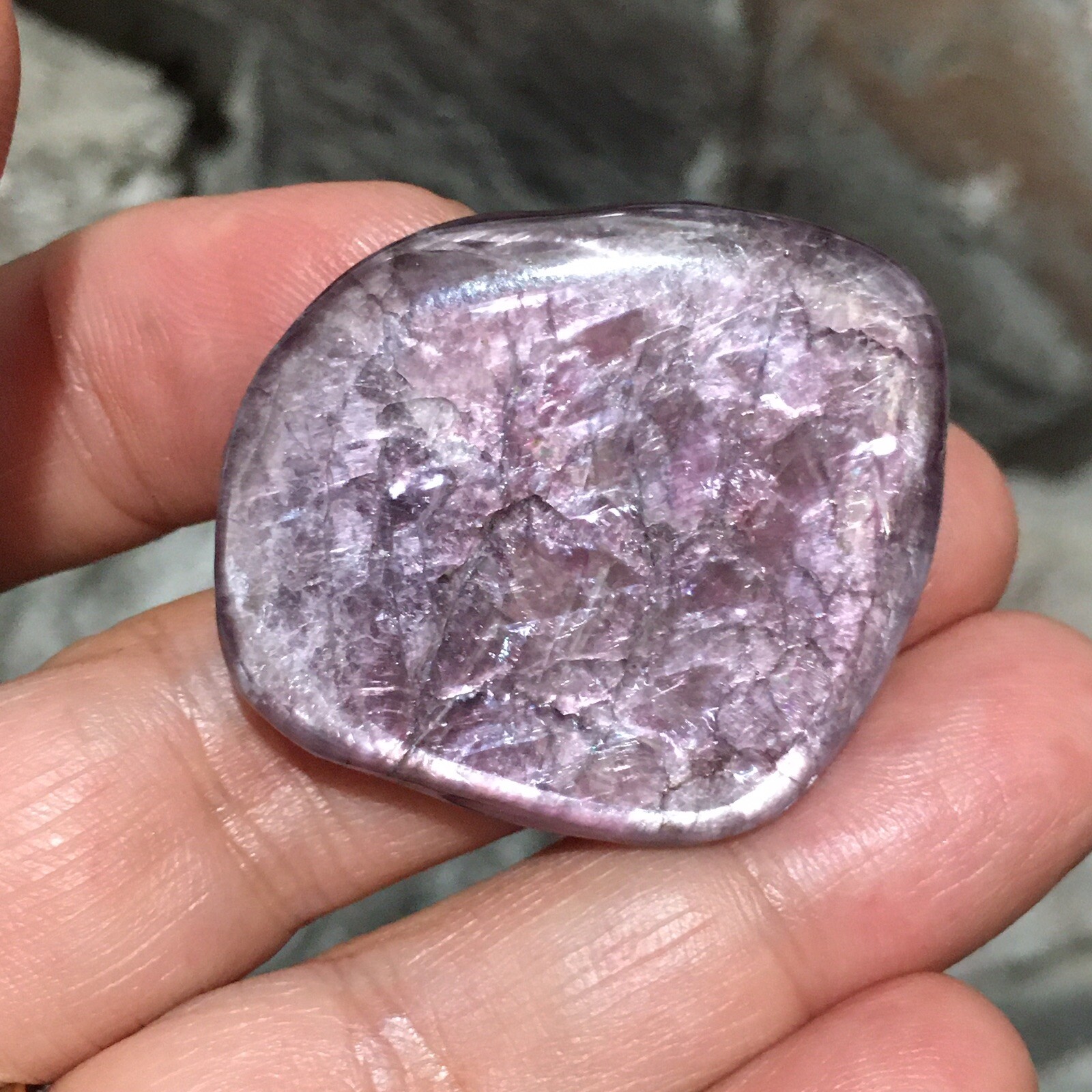 35×32.5×5.7mm Dark Purple Lepidolite Cabochon Loose Stone