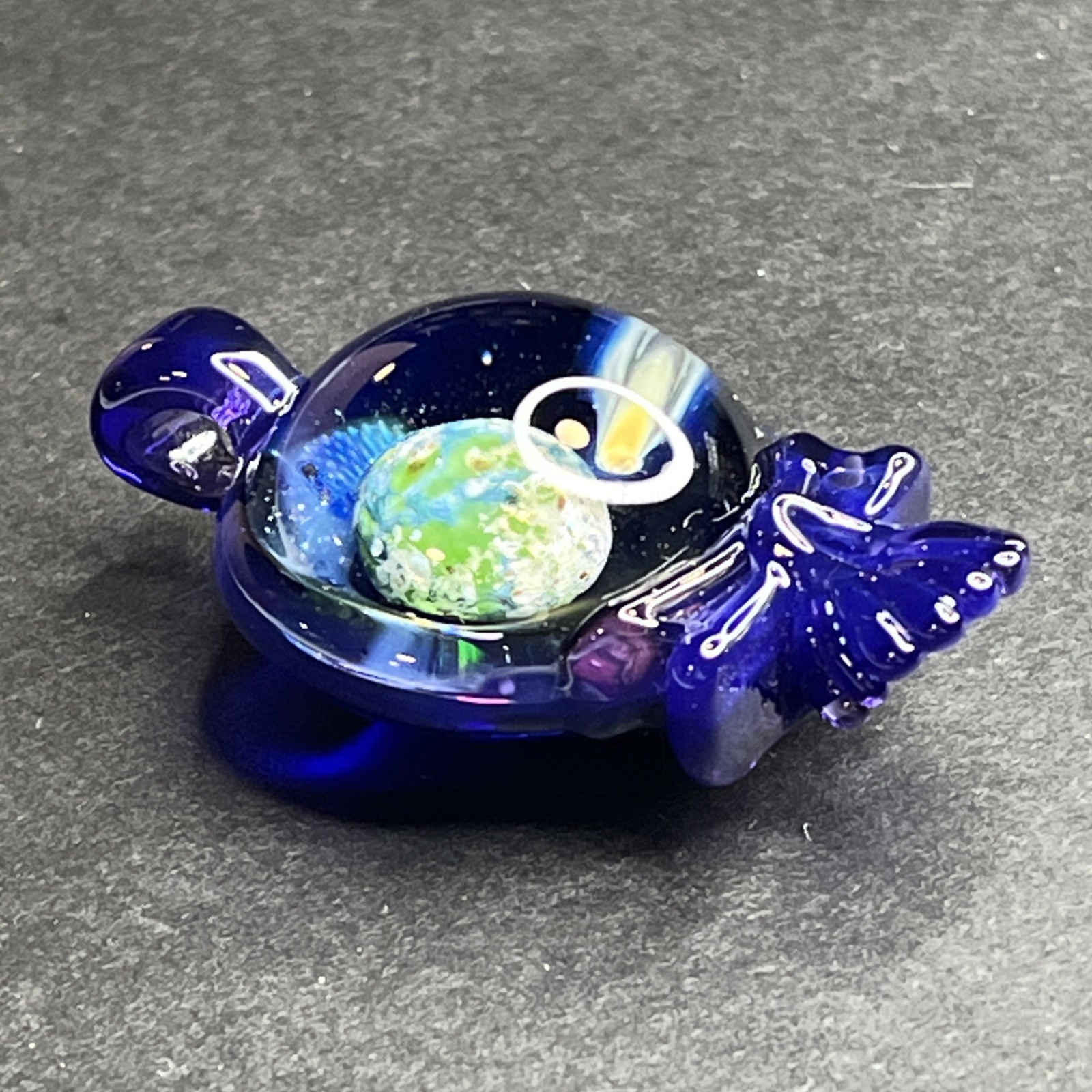 Handmade Art Glass Stealie Skull Pendant Outer Space, Moon Opal, Shooting Star