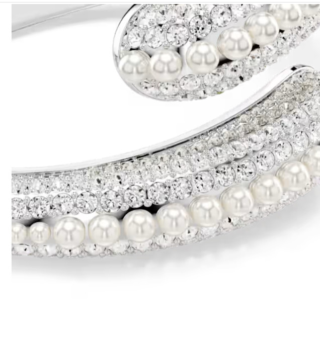 Swarovski Sublima Cuff, Crystal Pearl, Round Cut, White, Swarovski 5700924