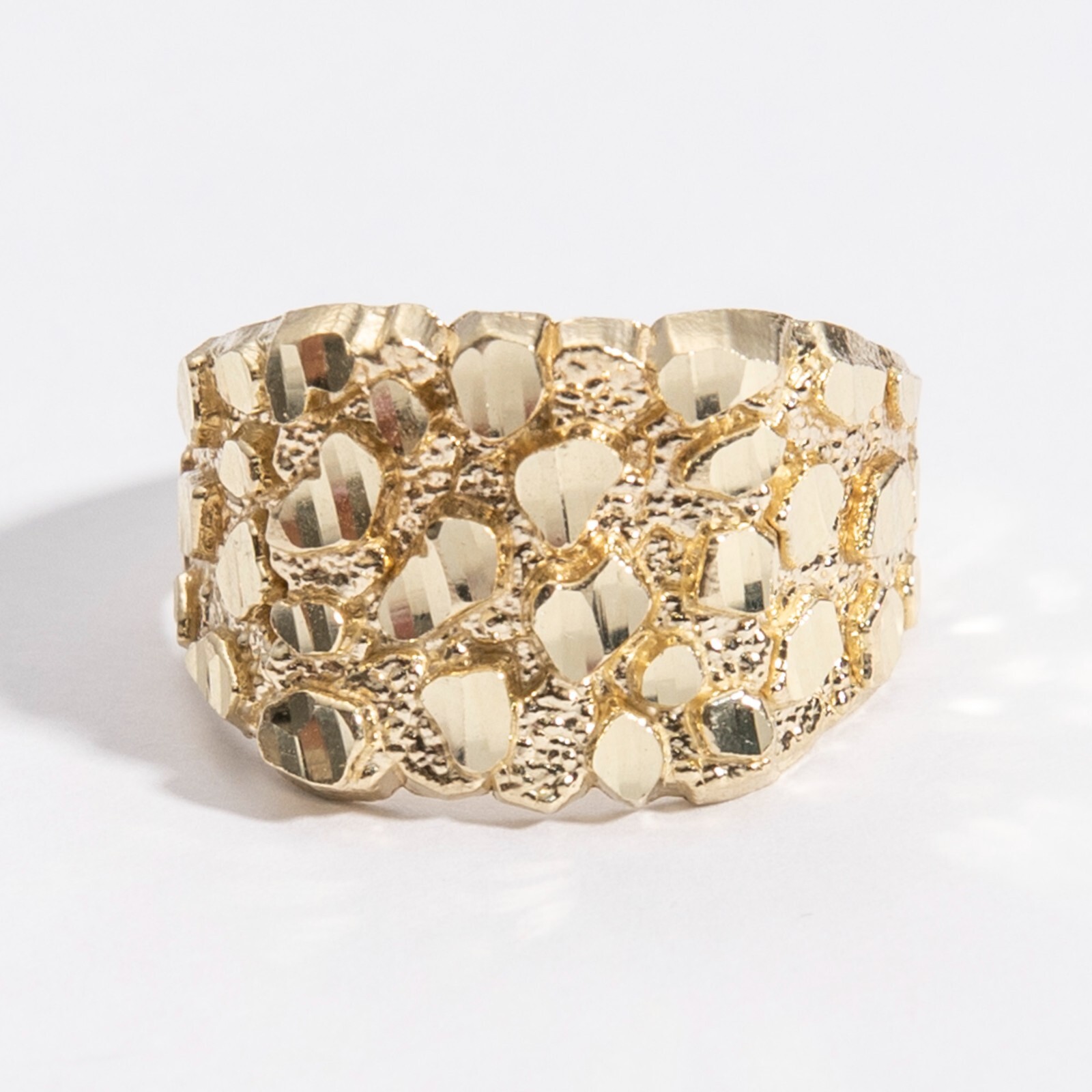 SOLID 10K Gold Large Square Nugget Ring Yellow White Rose Gold