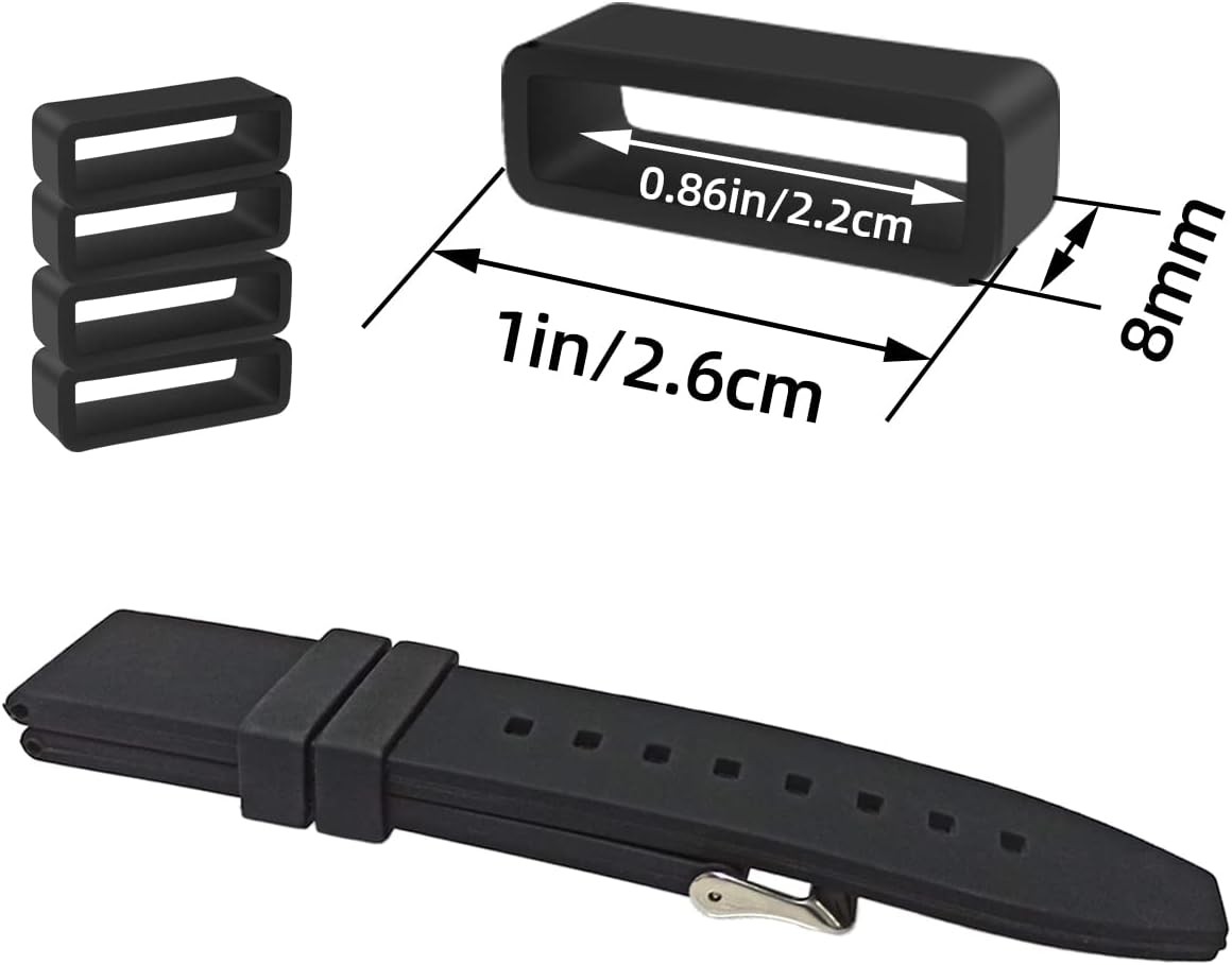 6 Pcs Watch Band Loop Holder Keeper for Resin Belt, Replacement Fastener Rings