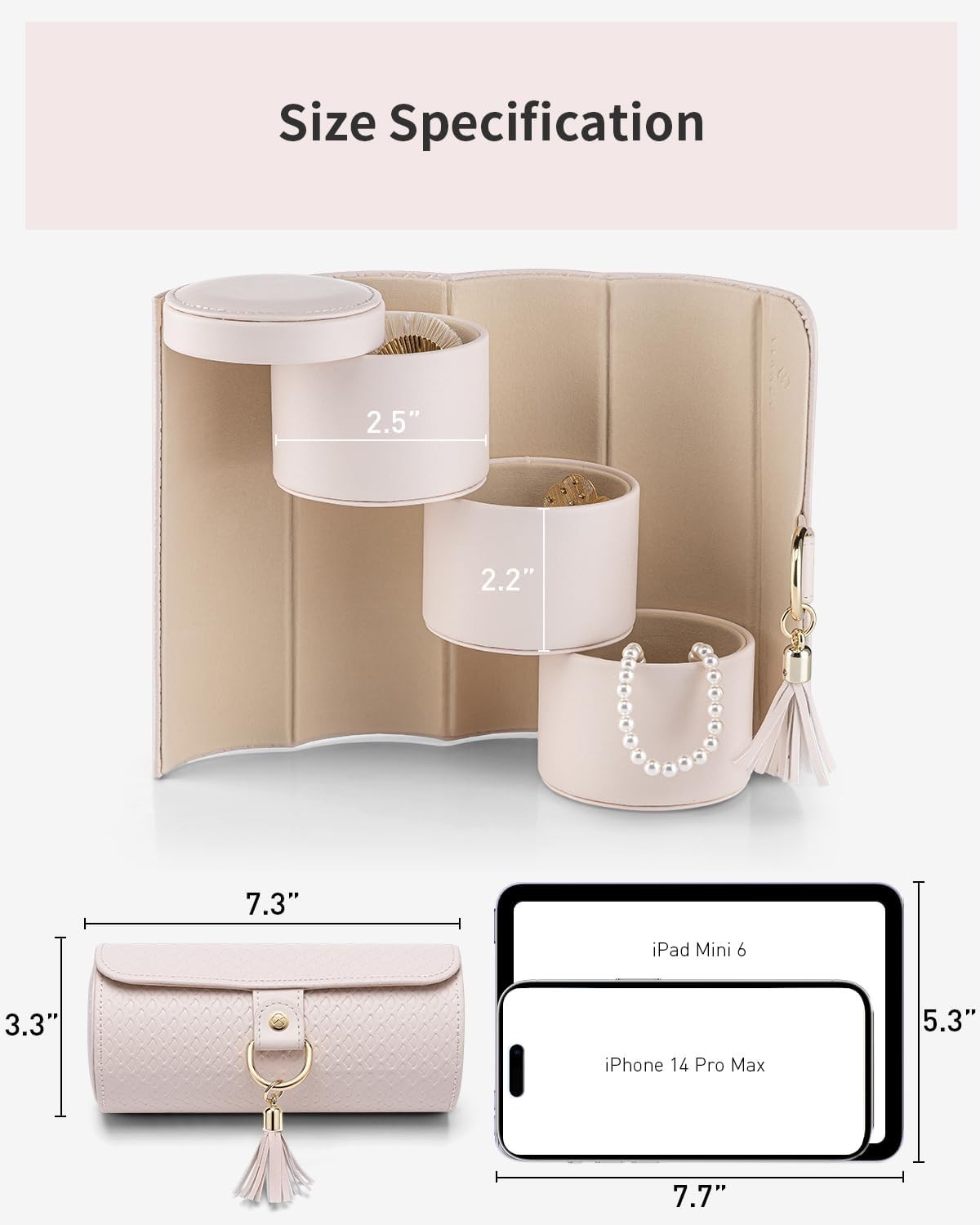 Multi-Functional Jewelry Travel Case for Women – Perfect Gift in Light Pink
