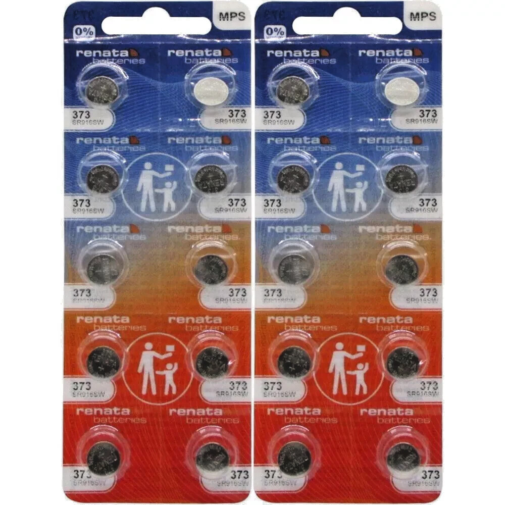 Twenty (20) Renata 373 SR916SW 1.55V Silver Oxide Watch Batteries**
