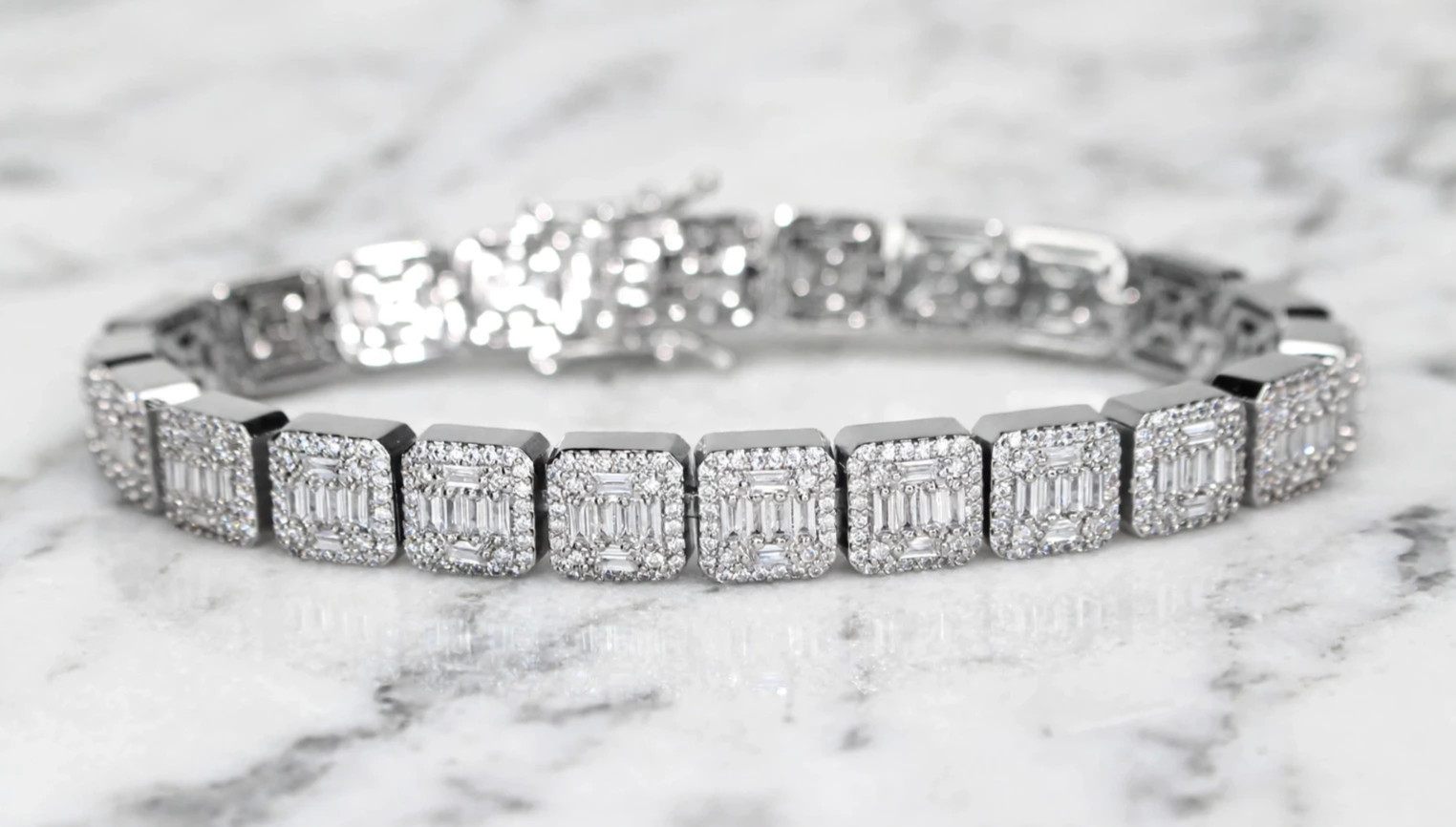 14k STAMPED 10mm BAGUETTE Tennis 18.6ct Lab Sim Diamond BRACELET 56g+ MASSIVE