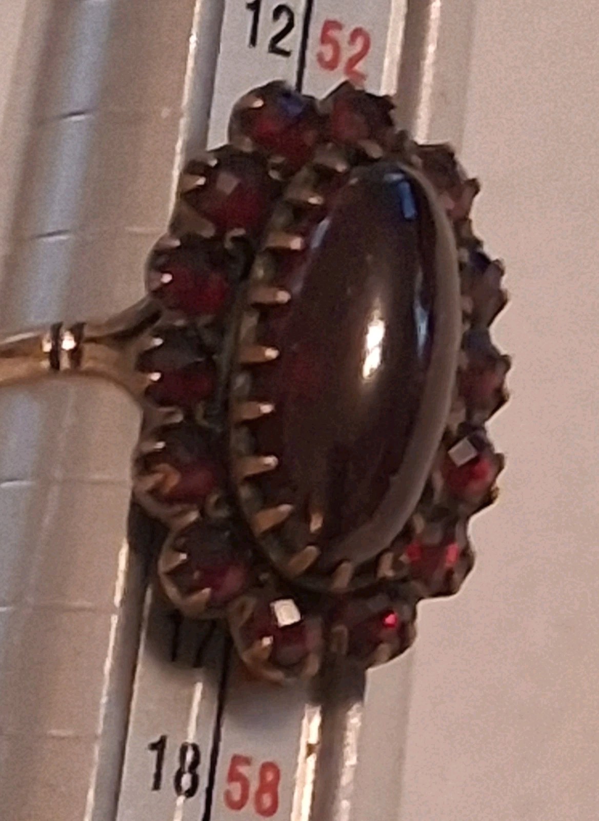 Victorian 14K Gold Bohemian Garnet Cluster Ring Closed Back 4.6g Deltah Antique