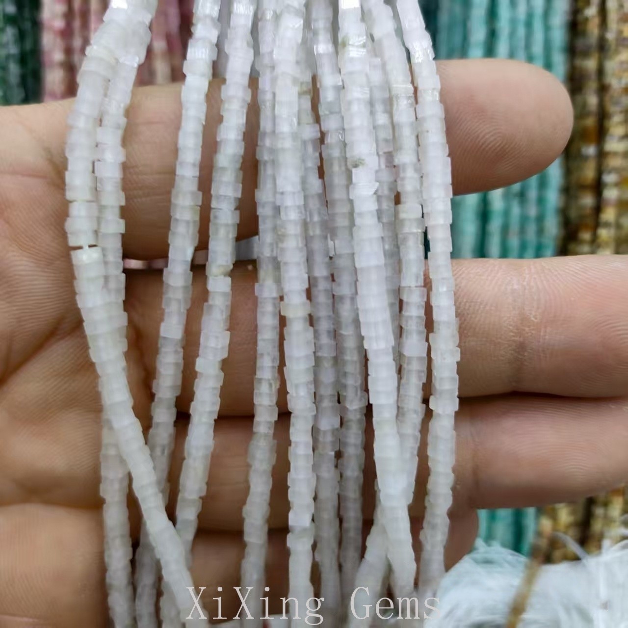 1x2mm Natural White Jade Flat Square Disc Spacer Beads for Jewelry Making DIY