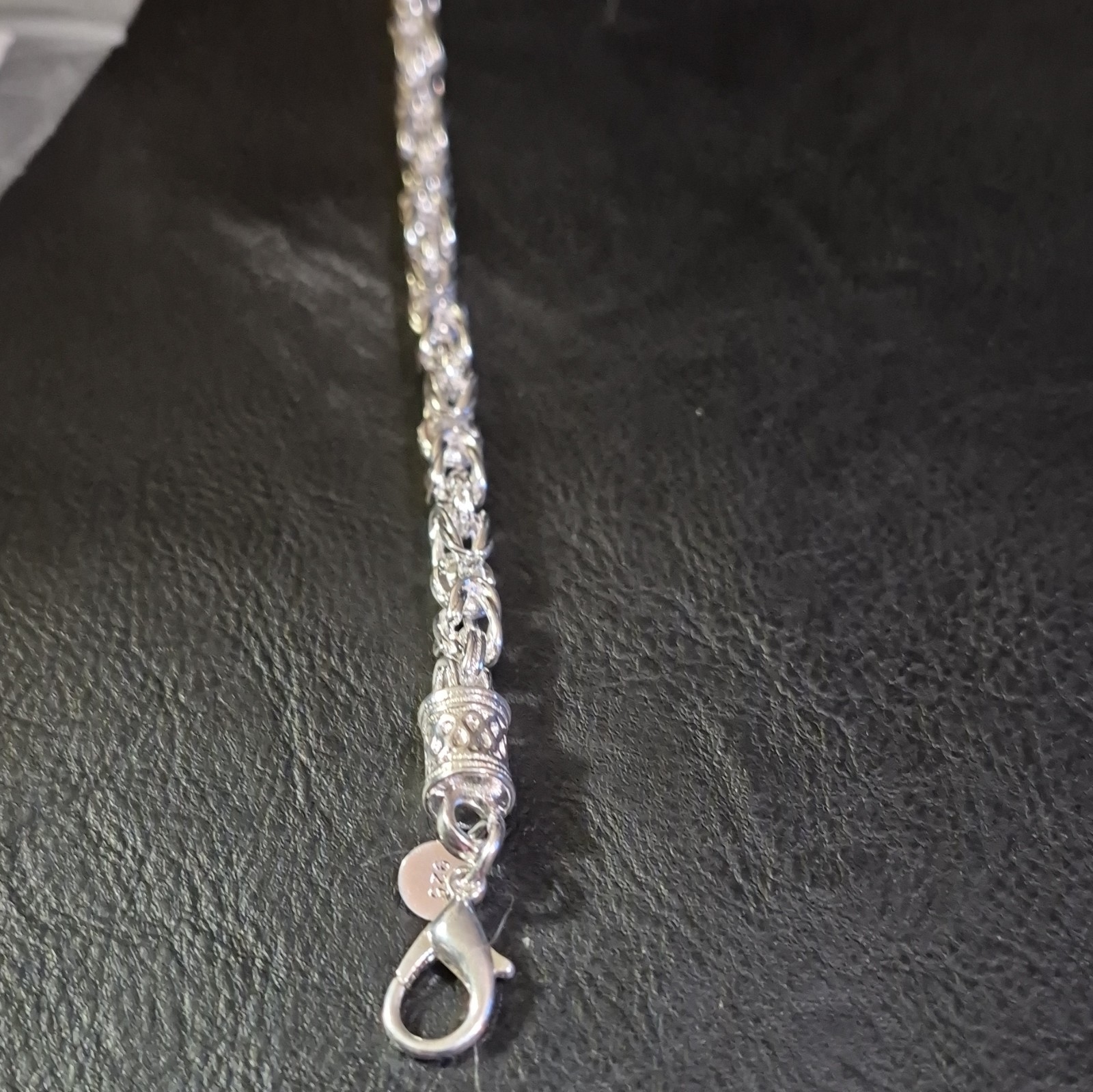 925 Sterling Silver Byzantine Chain Bracelet 20 cm Lobster Clasp Silver