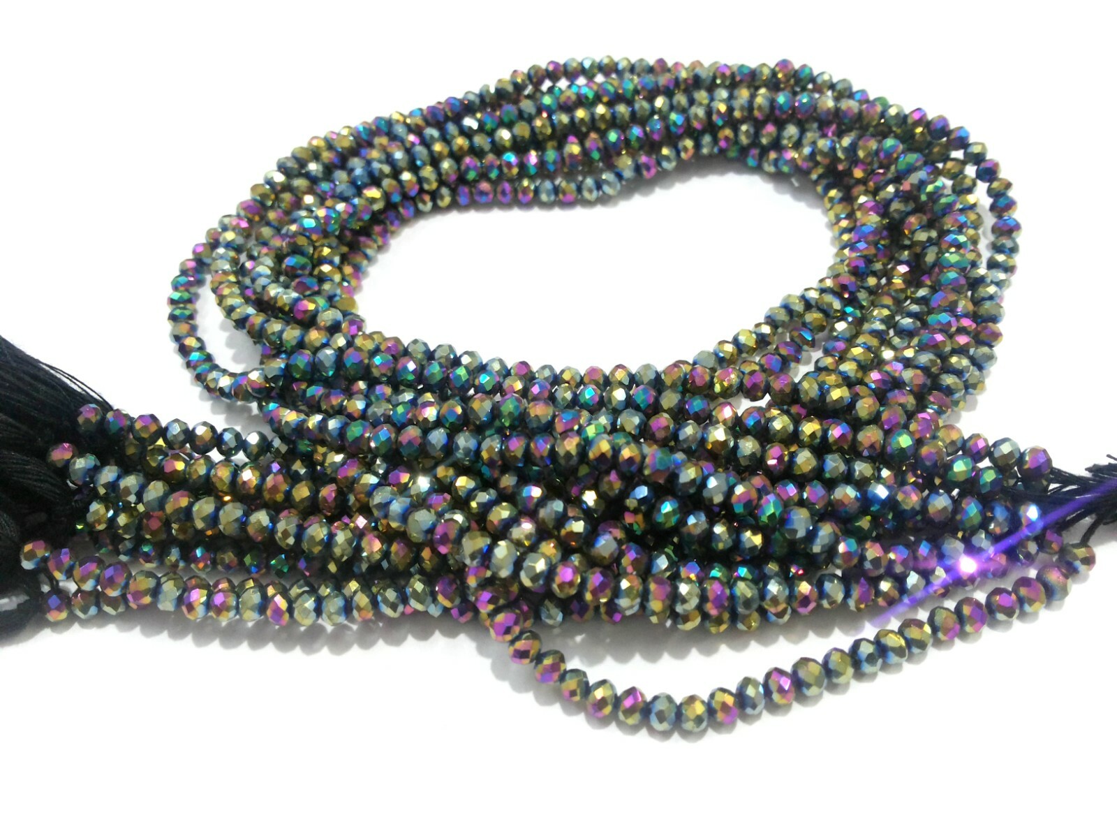 10 Strand Mystic Peacock Quartz Rondelle Faceted 3-4mm Loose Beads 12″inch