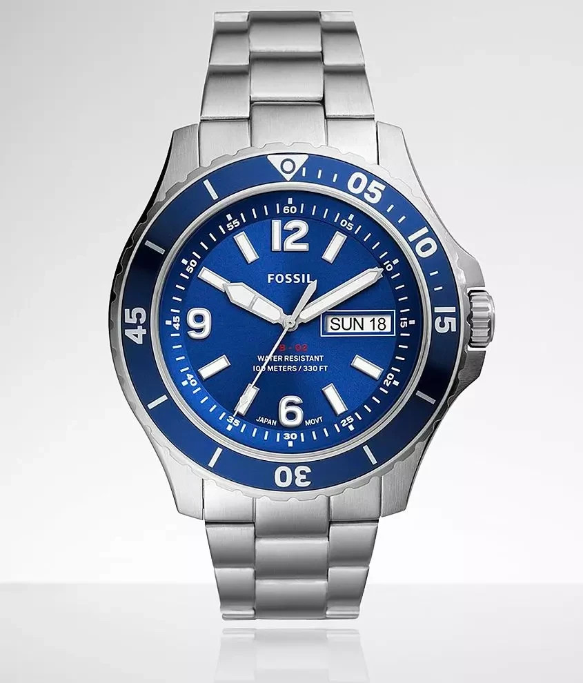 Mens Watch Fossil FB-02 Three-Hand Date Stainless Steel Watch