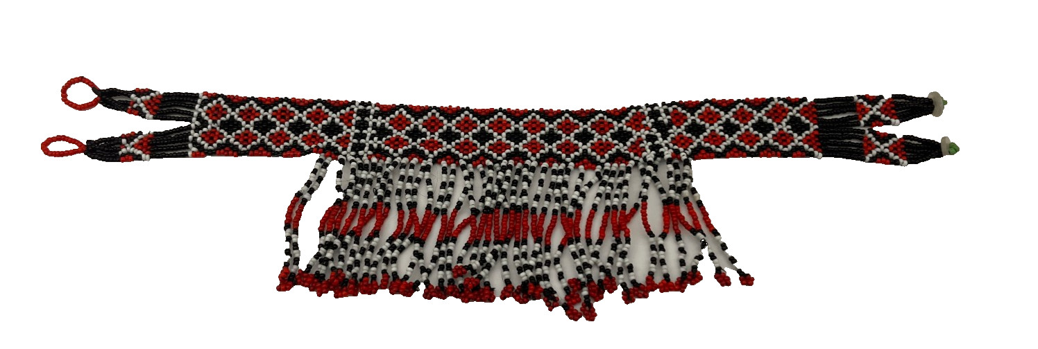 VTG Necklace Choker 1986 T’boli Southern Mindinao Philippines Black Red White