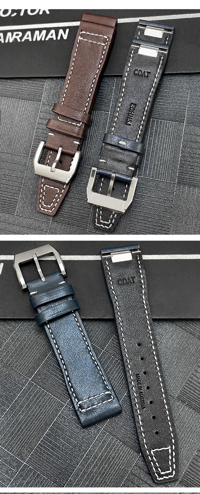 Fits IWC Pilot’s PORTOFINO Mark 18 Quick Release Leather Strap 20mm Blue / Brown