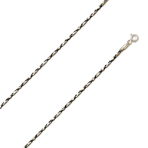 Ruthenium Diamond Cut Square Baht 1.8mm Chain 16″ and 18″