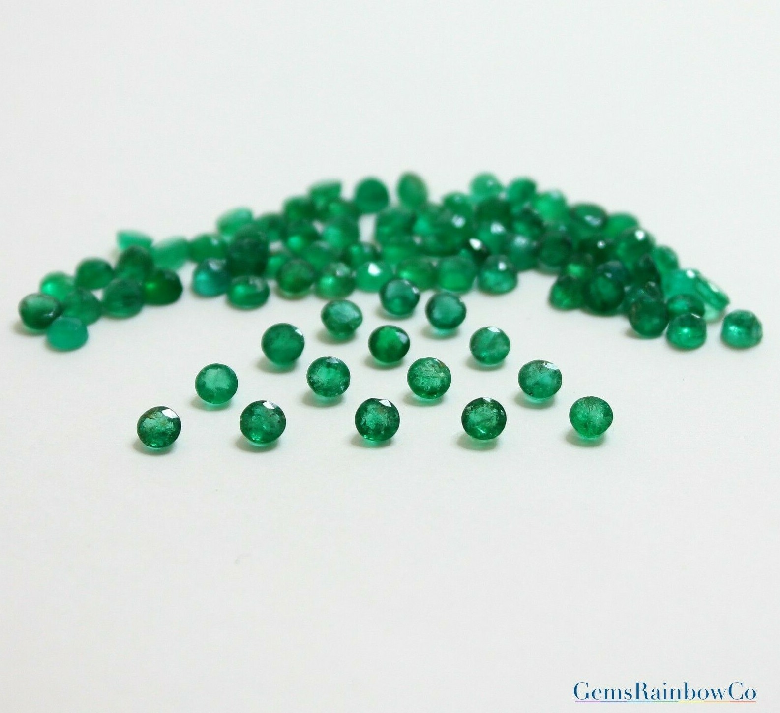 AAA Quality Natural Round Cut, Zambian Emerald, Green, 1.5 mm To 5.5mm, #968