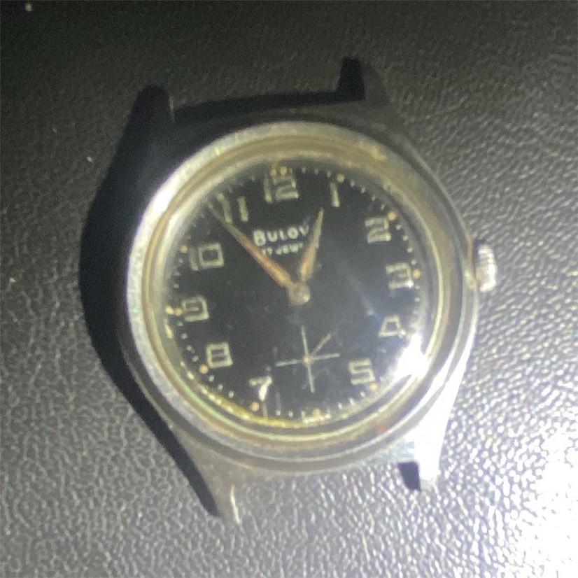 Bulova Vintage men Manual Wind Watch Black Dial 10K RGP Case 20mm