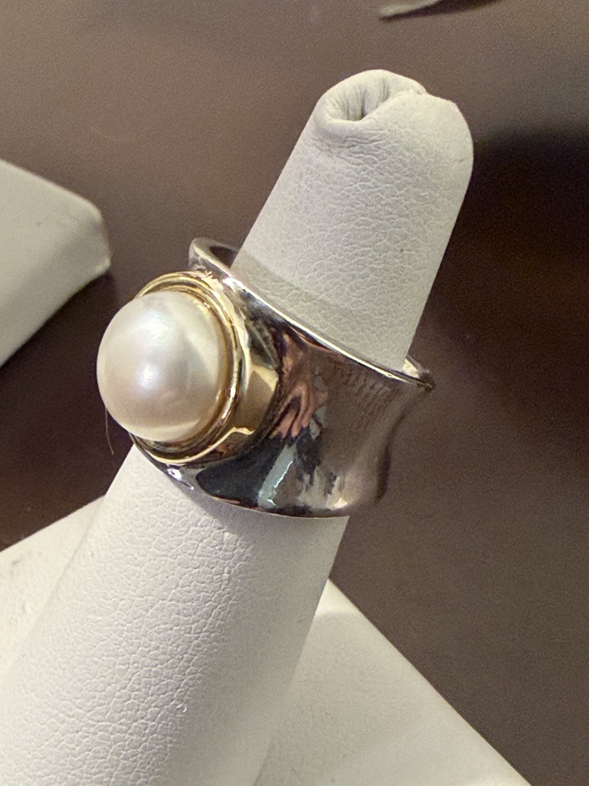 Ross-Simons 9.5-10mm Cultured Pearl Ring in Sterling Silver With 14kt Gold Italy