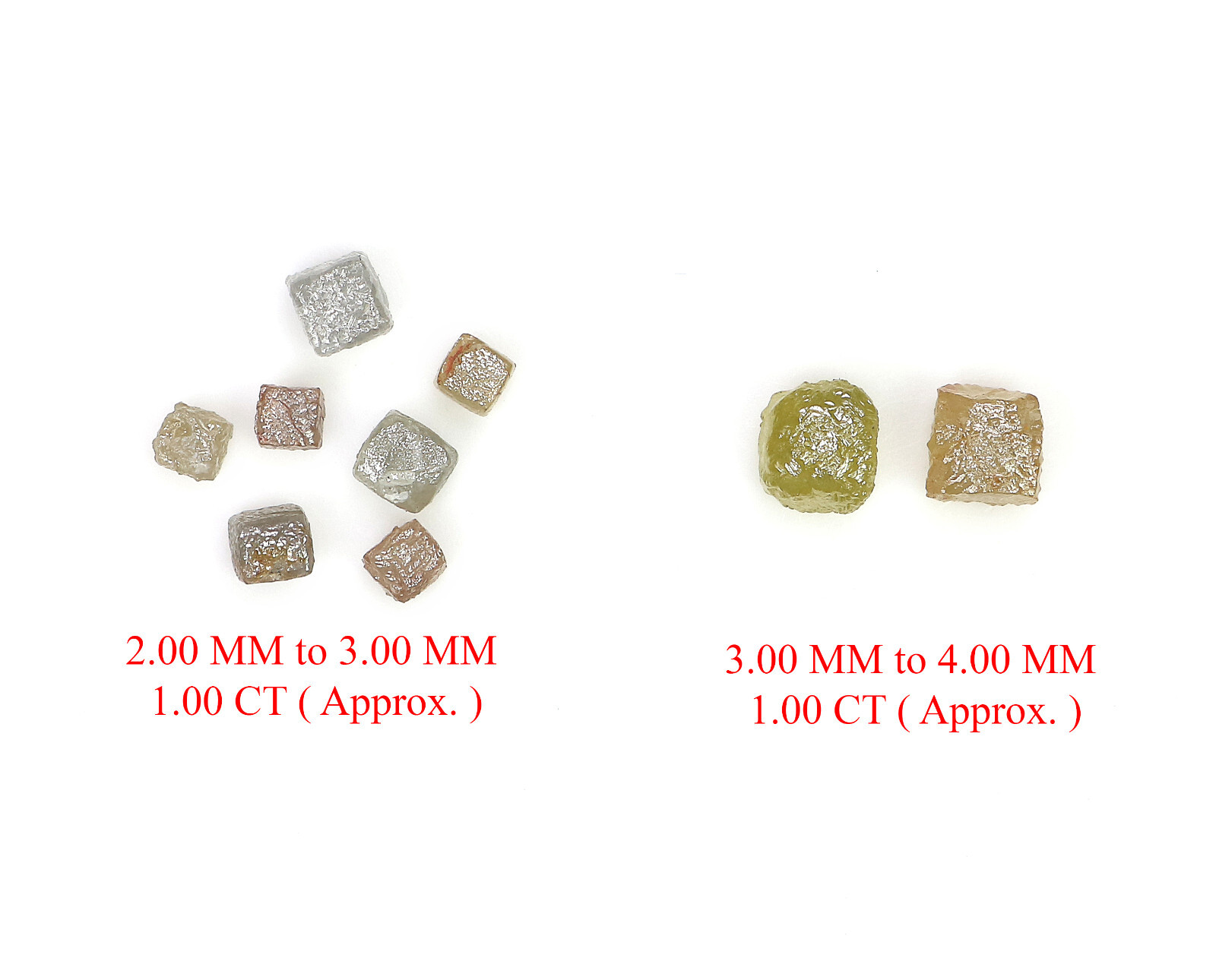 Natural Rough Cube Diamond 2.00to4.00 MM 1 Ct Scoop Mix Color Rough Diamond Q75