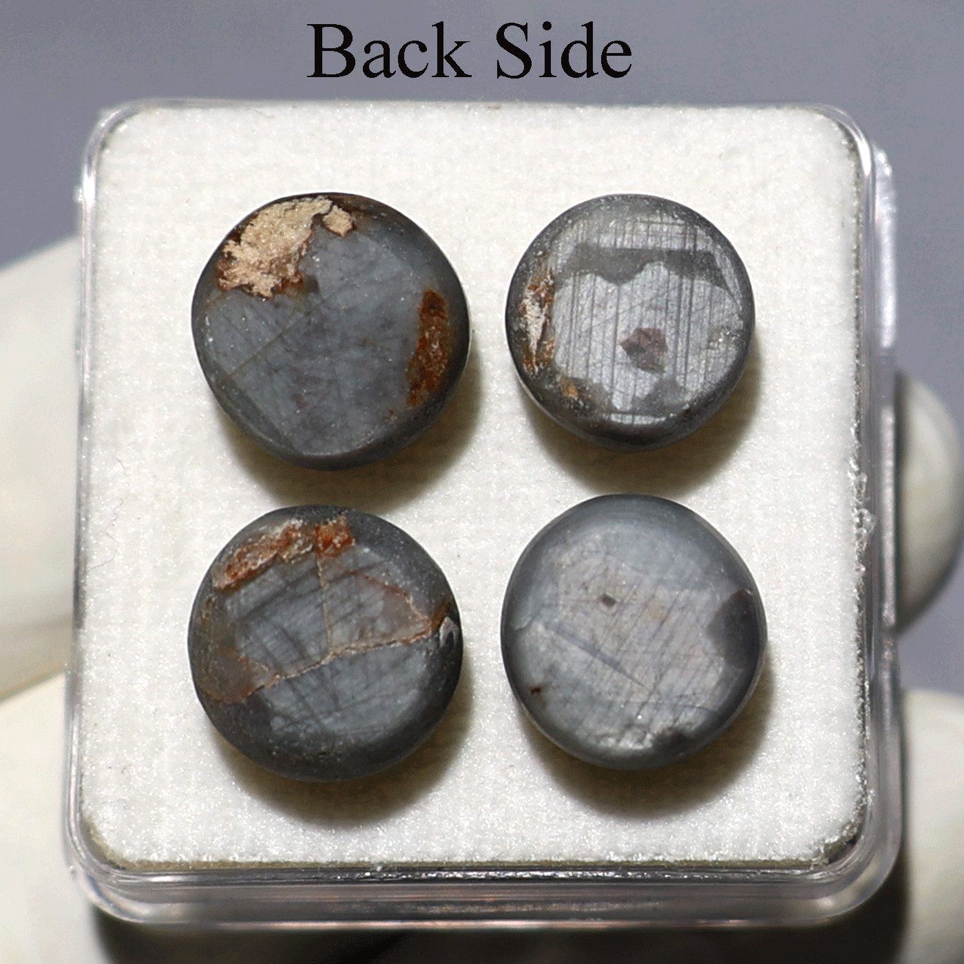 Celestial Spark~ 4 PC Natural White Star Sapphire 10.6mm-12mm Rare Cabochons Lot