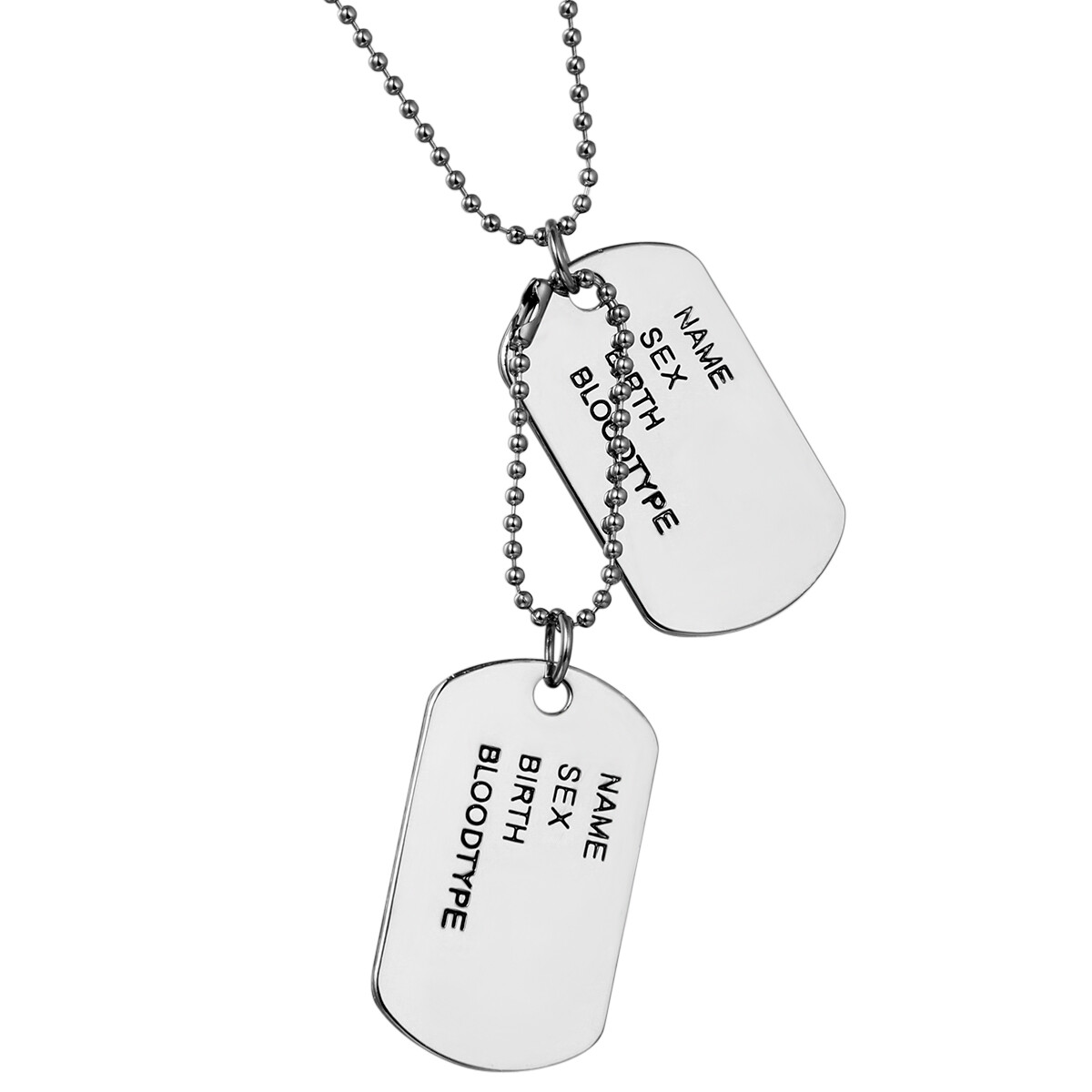 Men’s Simple Army Military Alloy ID 2 Dog Tags Pendant Necklace Chain For Gift