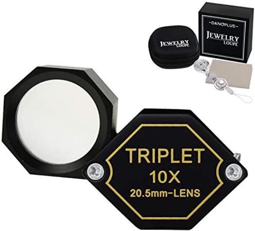 10x Magnifier Jewelry Loupe 20.5mm Triplet Lens Optical Glass Pocket Gem Magn…