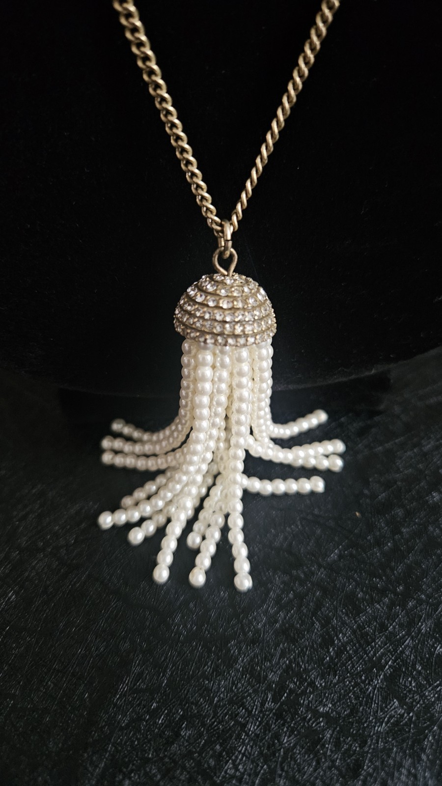 J.Crew Rope Chain Faux Pearl tassel Necklace