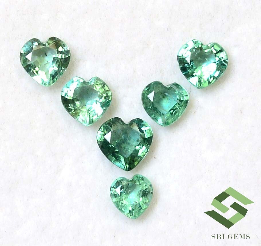 4×4 mm To 5×5 mm Natural Emerald Heart Shape Cut Lot 06 Pcs 1.66 CTS Loose Gems