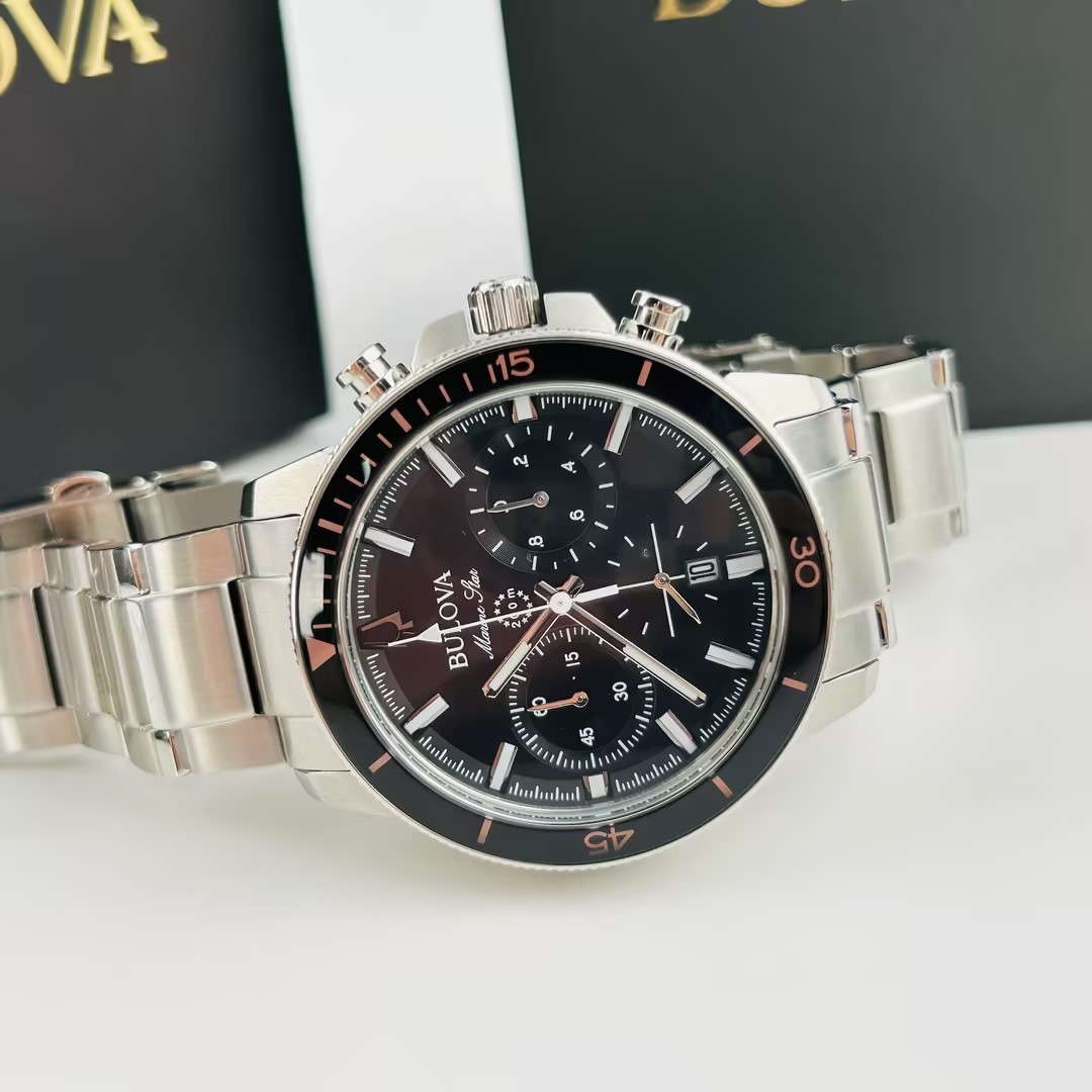 Bulova Marine Star 96B272 Series C Black Dial Stainless Steel Men’s Quartz Watch