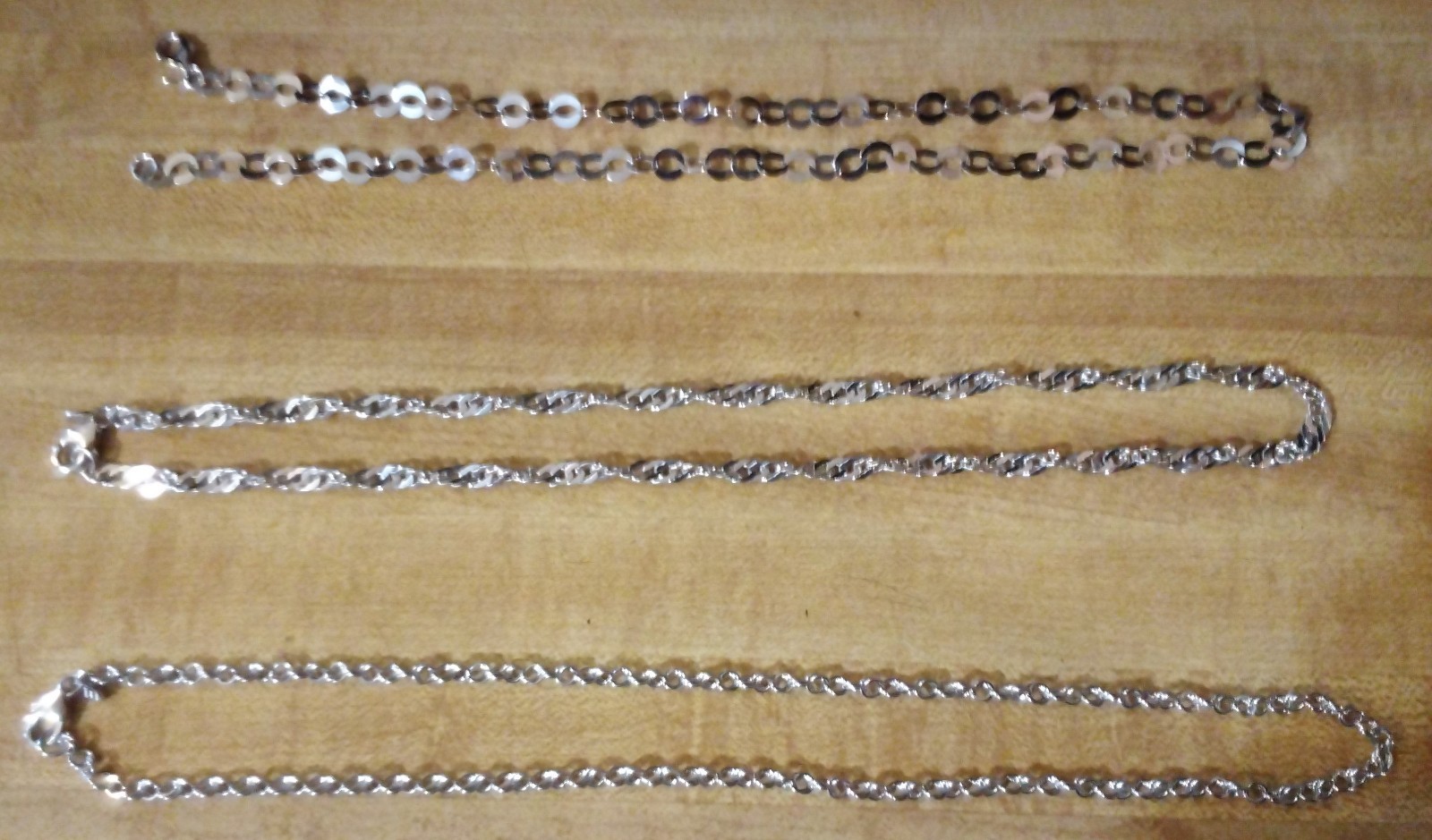3 BRONZE MILOR Chain Necklace LOT 20″ ITALY SHINY Silver Signd Diff link Jewelry