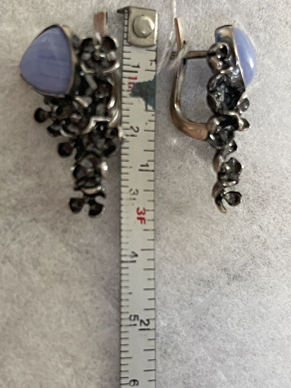 VTG STYLE Ukrainian set Of 2 Earring,Pendant Sterling Siver 925 with lace agate