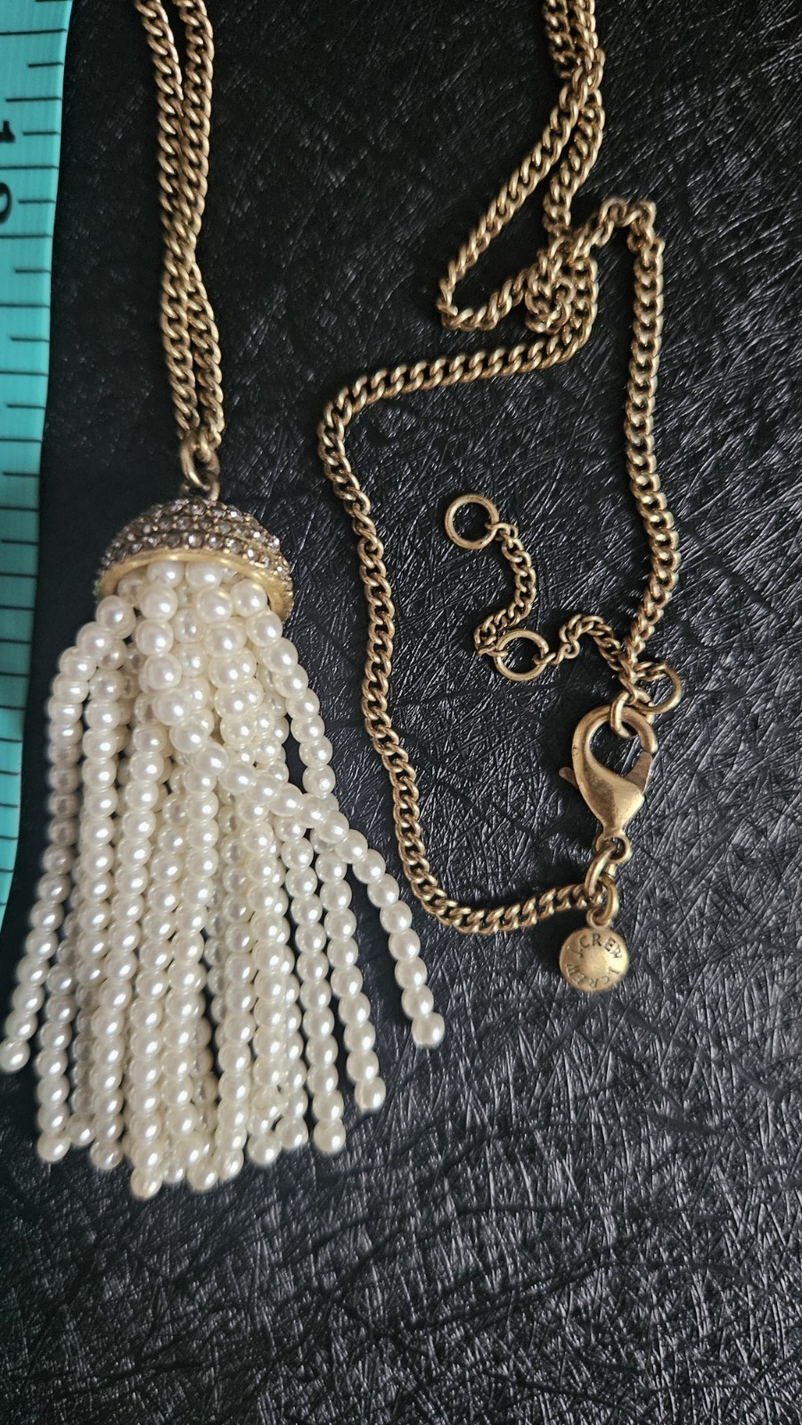 J.Crew Rope Chain Faux Pearl tassel Necklace