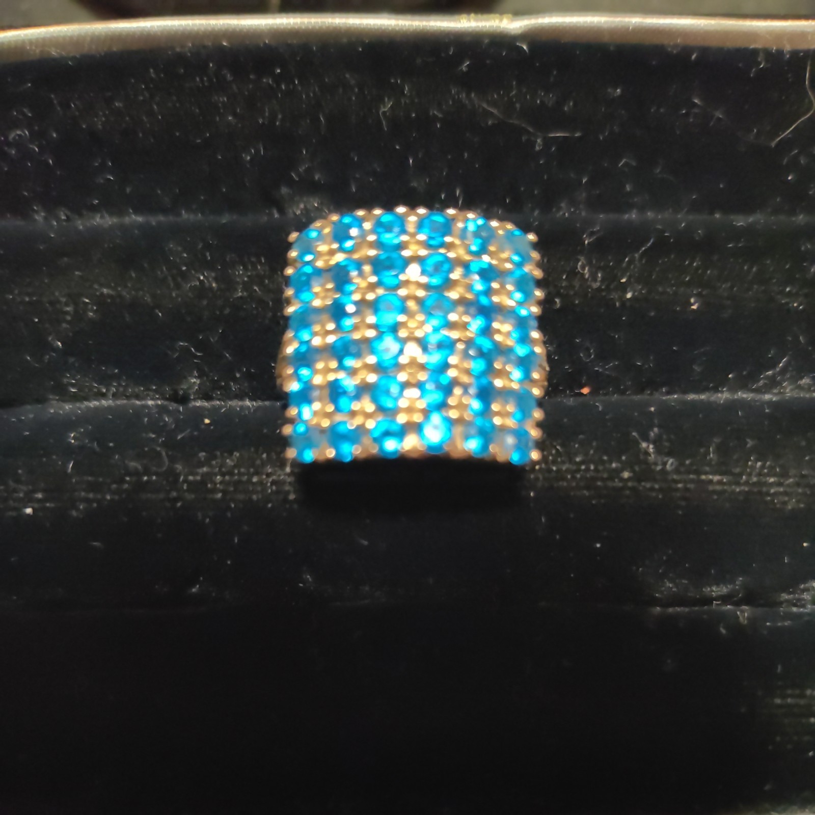 9ct 9K 375 Gold Blue Stone Dress Ring Size 0. 17.5 7 4.64g R&C Birmingham