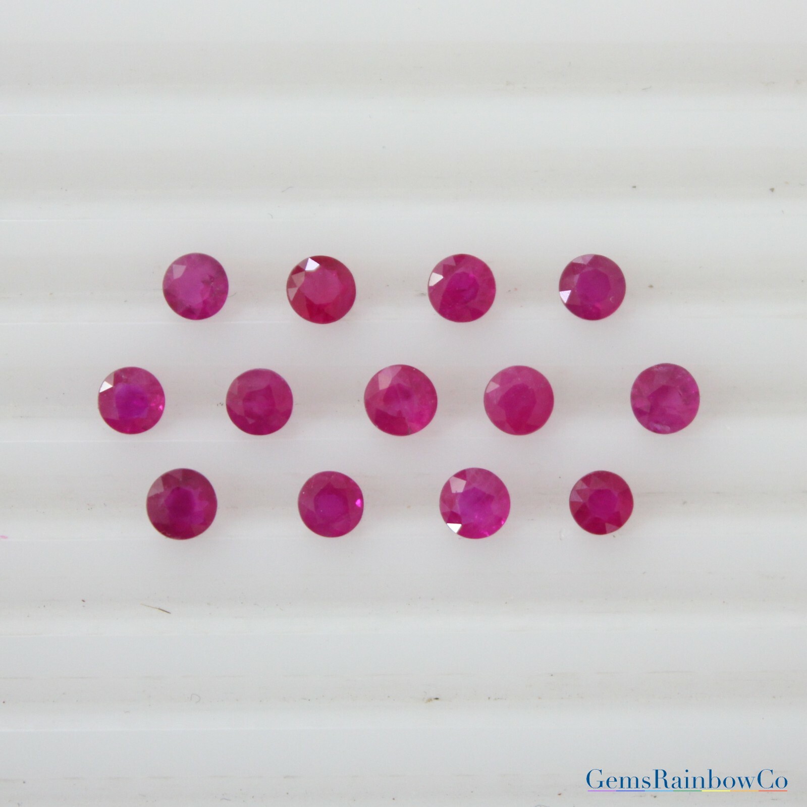 100% Natural Red Ruby Round Faceted Loose gemstones 3mm to 4mm AA Quality