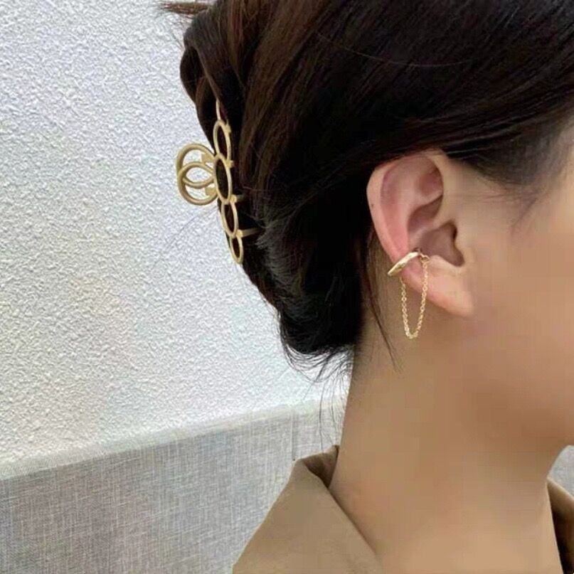 Woman 18K Gold Plated Earring Tassel Ear Cuff Cartilage Non Pierced