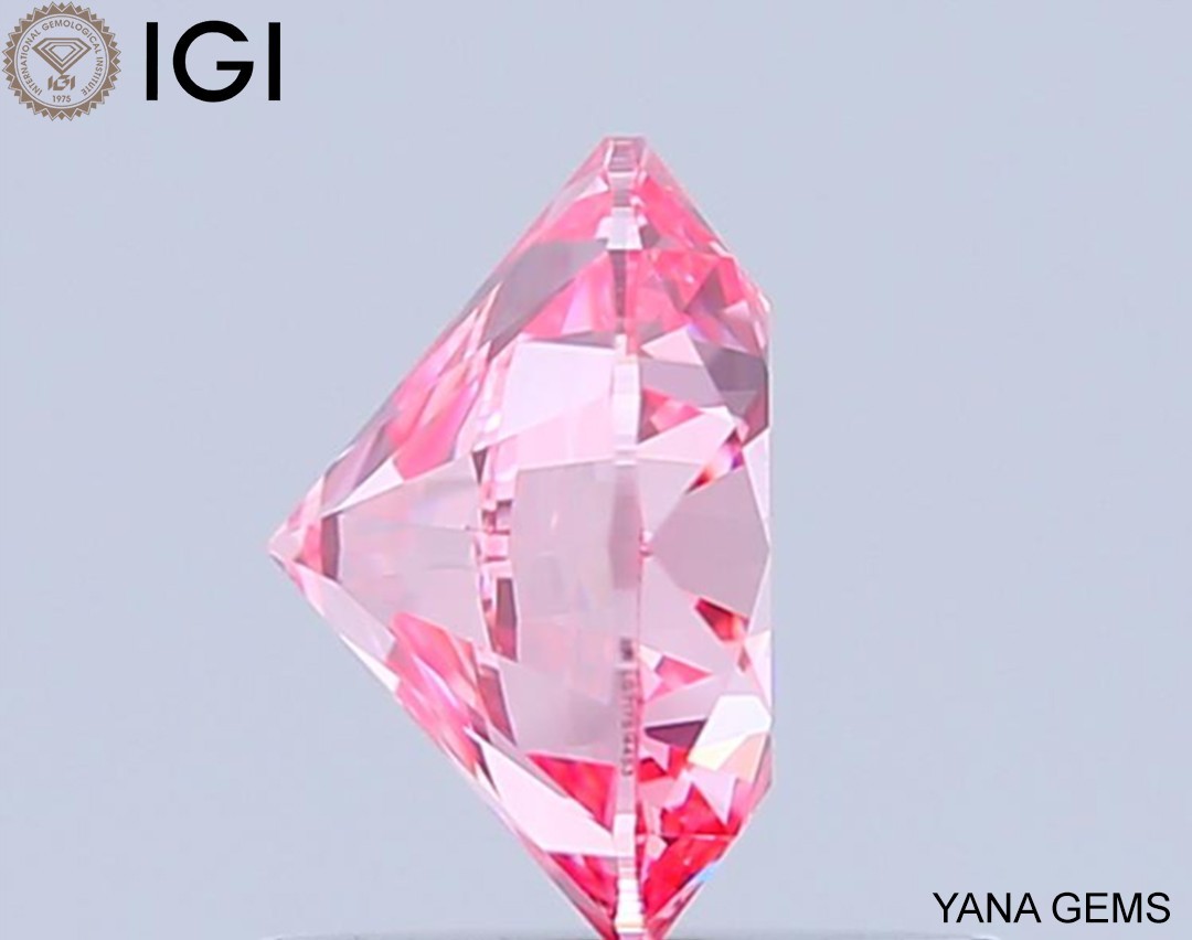 1.01 Carat IGI Certified Lab Grown CVD Diamond Vivid Pink VS1 Clarity Round Cut
