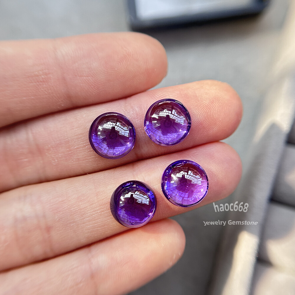 10se Pink transparent 3mm-12mm Amethyst Round Cabochon Loose Cubic Zirconia