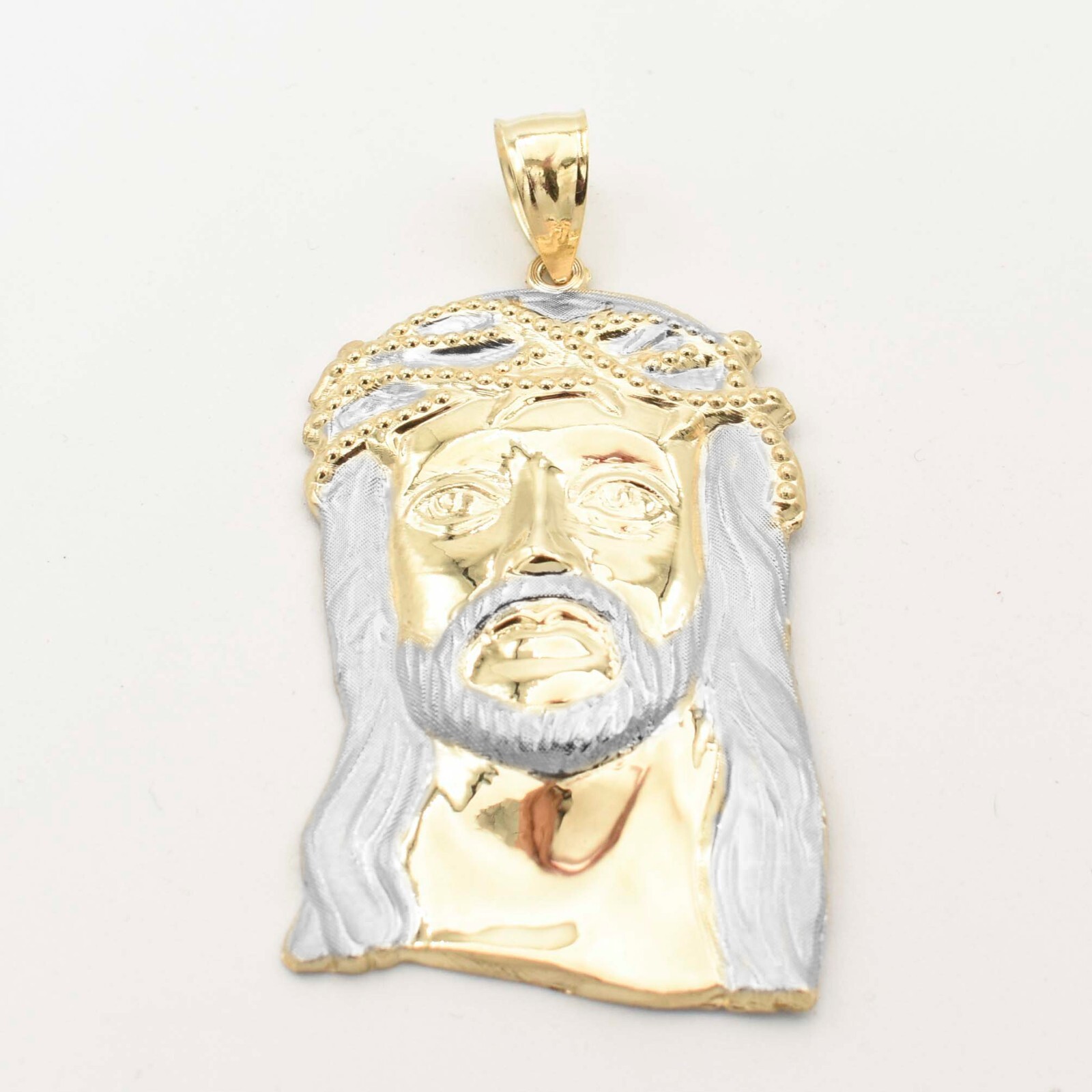 Textured Face of Jesus Pendant Real Solid 10K Yellow Gold All Sizes