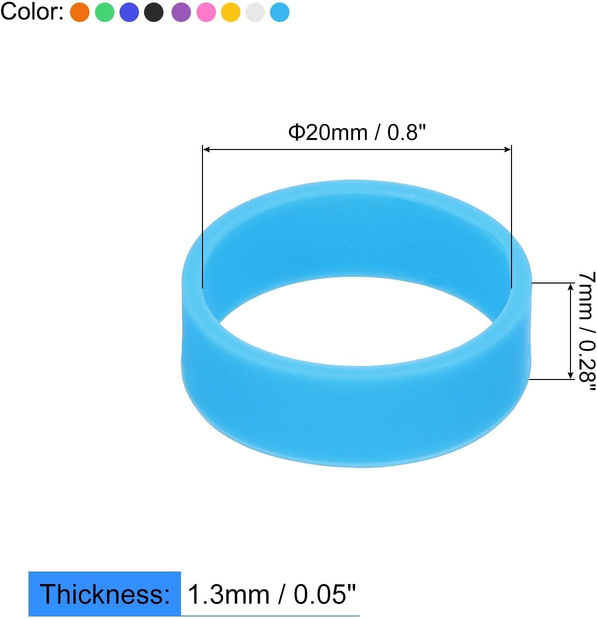 20Pcs Silicone Rubber Bands, 20X7Mm Rubber Bands Rings Cable Ties Strong Elastic