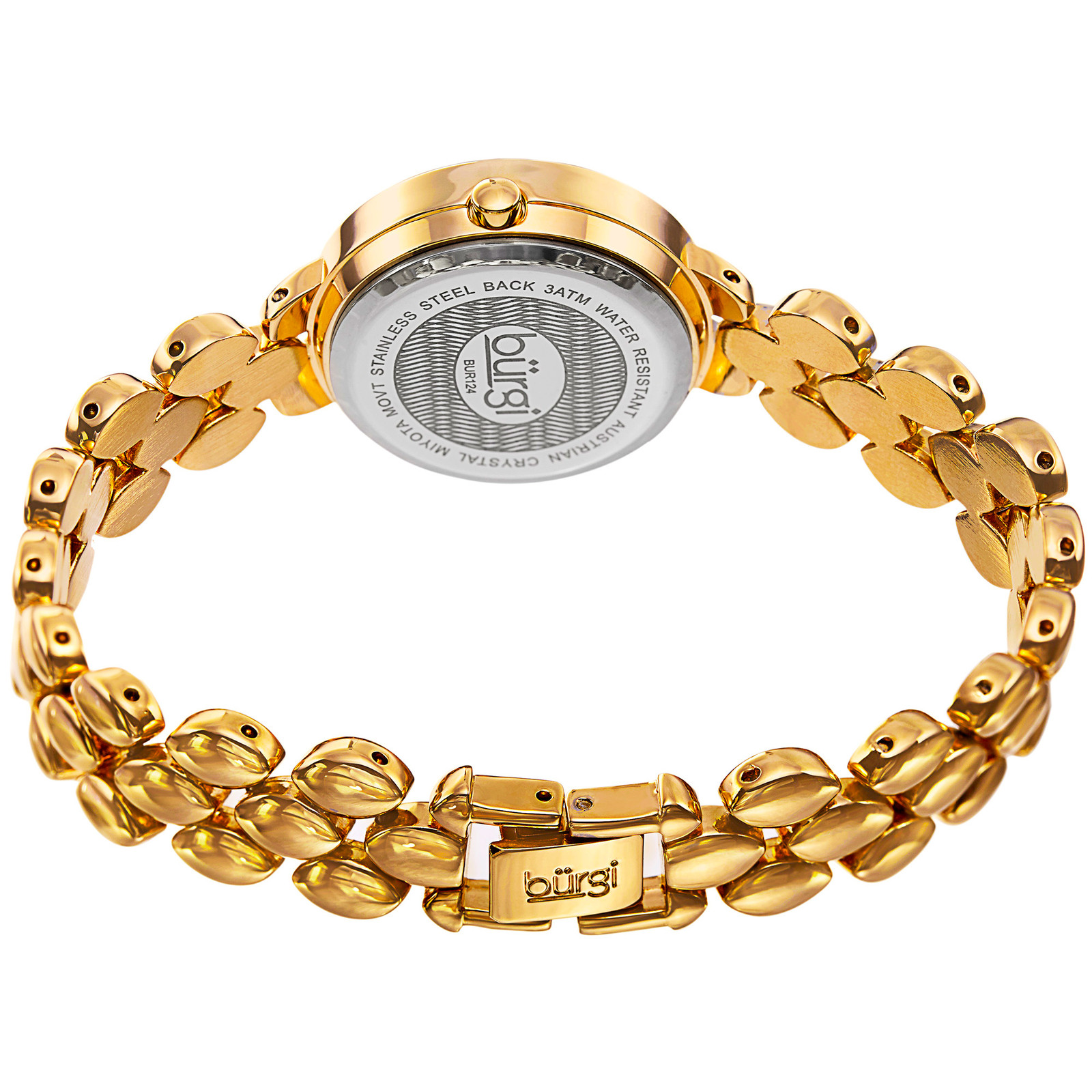 Women’s Burgi BUR133YG Gold-tone Quartz Swarovski Crystal Leather Watch Set