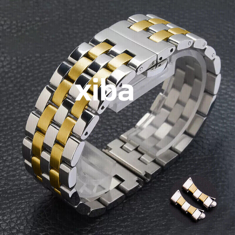 Universal 16-26mm Flat+Curved End Bracelet Stainless Steel Watch Band Strap