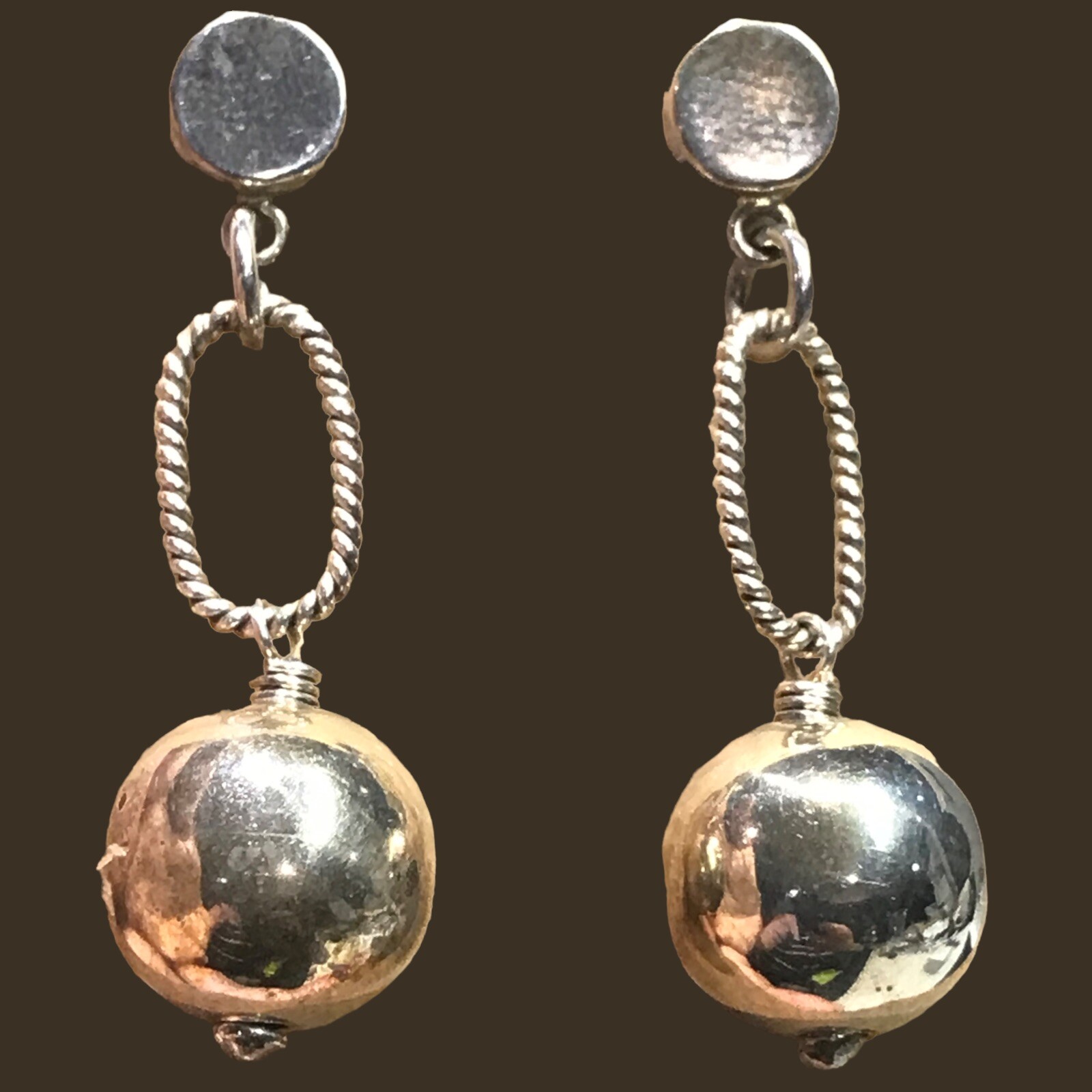 vintage hand crafted sterling silver earrings not stamped acid tested 11 Grams