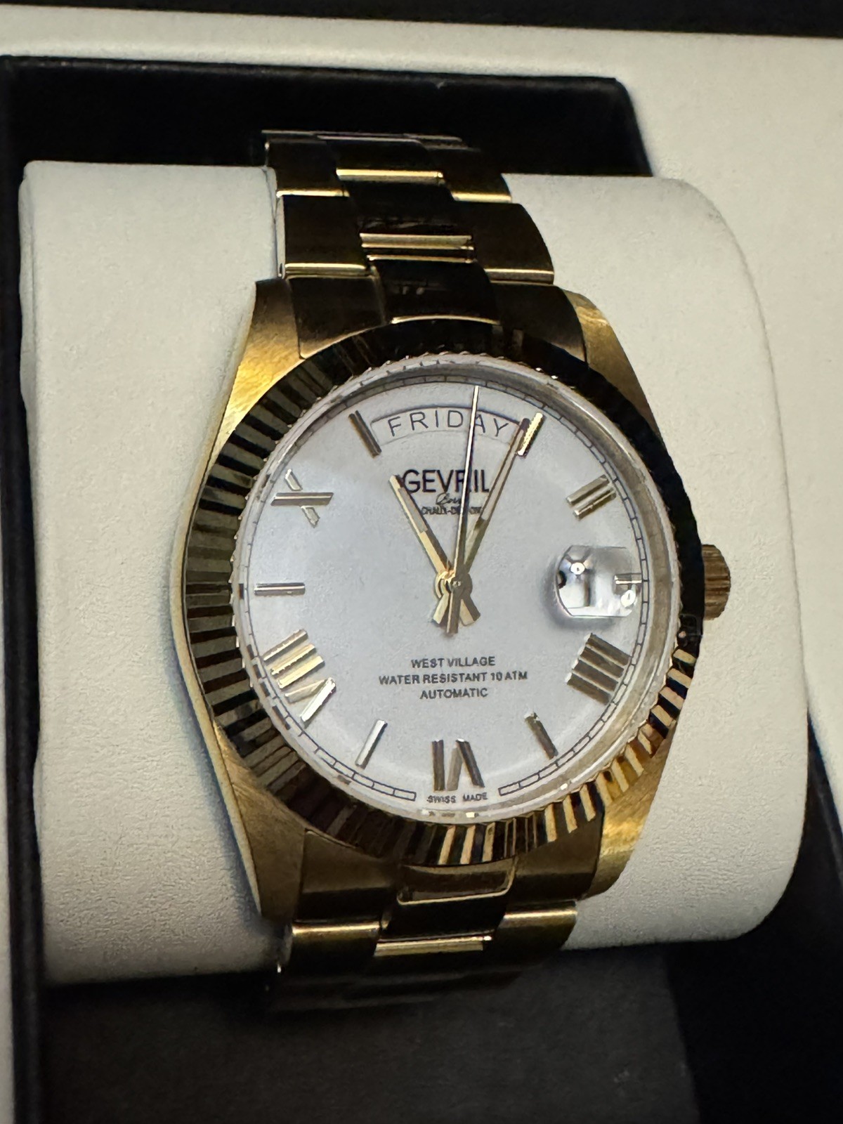 Gevril Men’s 48952B West Village Swiss Automatic Sellita SW200 Day/Date Watch