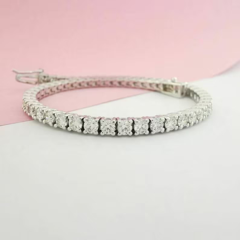 5.49Ct Round GDGL Natural Diamond Women’s Tennis Bracelet Real 14K White Gold
